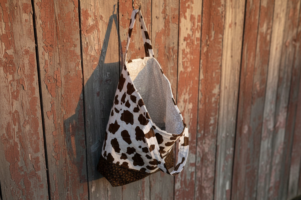 Cow Print Bundle Tote, Personal Bag, Keychain