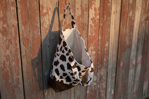 Cow Print Bundle Tote, Personal Bag, Keychain